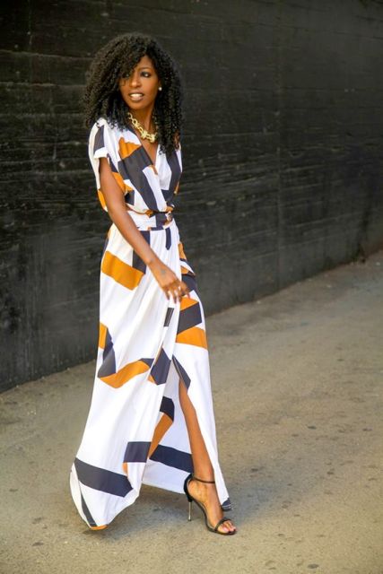 Awesome print maxi wrap dress