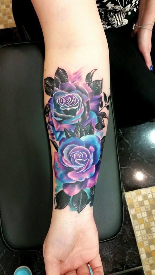 Picture Of large purple and blue roses