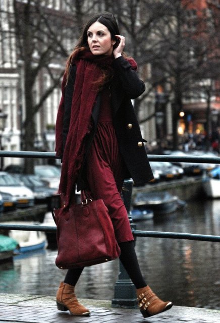 With-marsala-midi-dress-black-coat-black-tights-marsala-bag-and-brown-ankle-boots.jpg