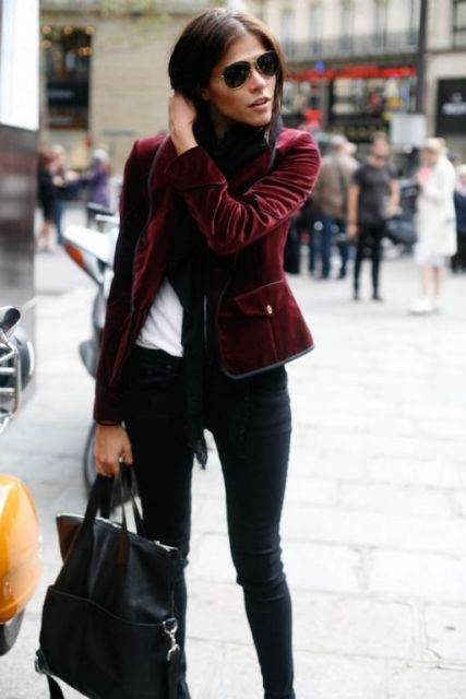 Awesome Velvet Jacket Outfits For Stylish Ladies