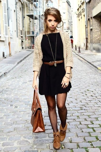 Picture Of Cool Dress And Boots Combinations For Fall 10