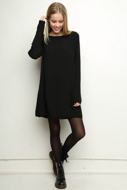 Picture Of Cool Dress And Boots Combinations For Fall 2