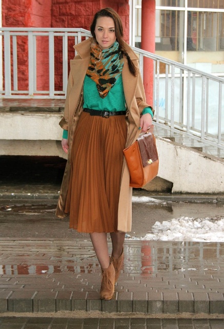 Feminine Pleated Midi Skirt Outfits For Fall And Winter