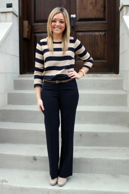 Striped Work Outfits For Ladies