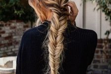a classic fishtail braid is always a good idea for medium and long hair, it looks lovely and cool