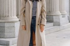 a neutral trench with bold buttons and large pockets in the 90s style is very edgy
