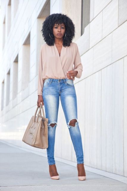 Feminine Outfits With A Wrap Front Blouse