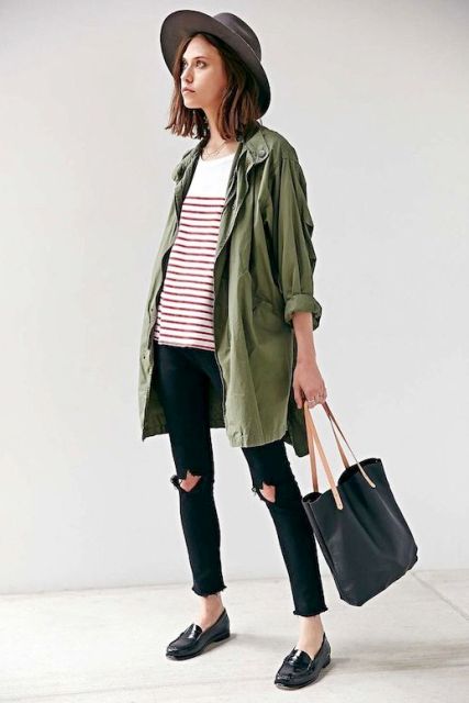 Green Army Jacket Outfits For Stylish Girls
