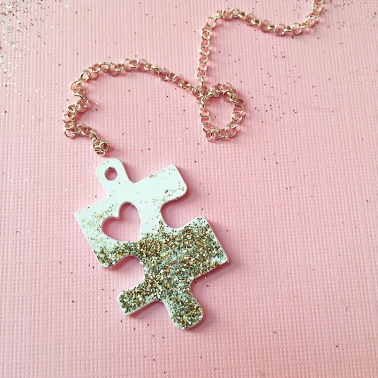 DIY Puzzle Piece With A Heart Necklace