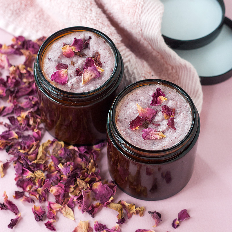 Picture Of diy rose petals sugar body scrub for valentines day  1