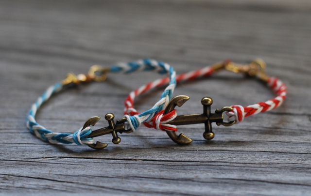 Nautical DIY Fishtail Braided Anchor Bracelet