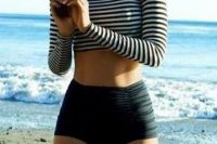 25 retro styled two piece long sleeve swimsuit