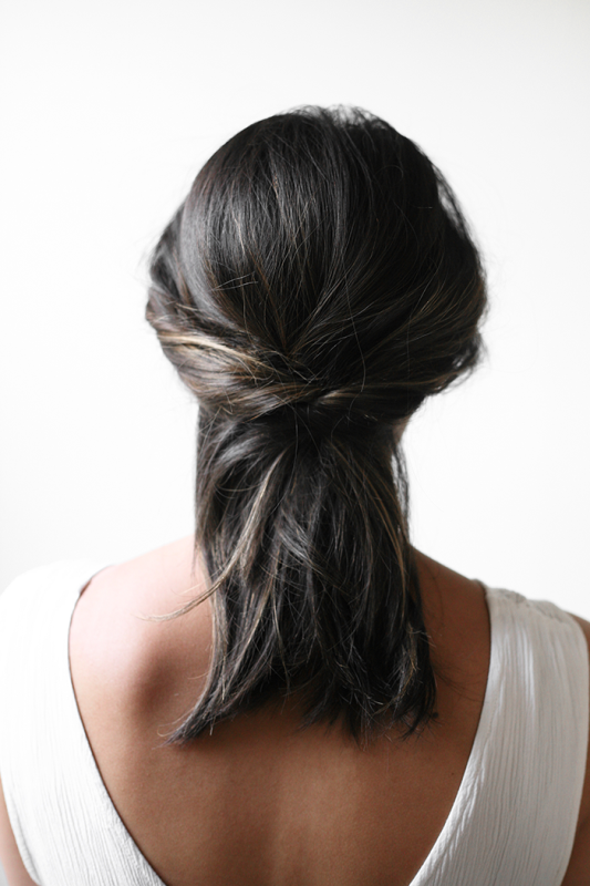 Picture Of 5 minute diy half hairstyle make  3