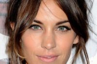 Alexa Chung’s Messy Updo With A Fringe