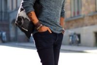 Crew-neck Sweater With Black Skinny Jeans