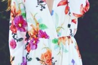 Floral romper with long sleeves