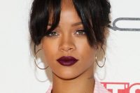 Rihanna’s Updo With A Parted Fringe
