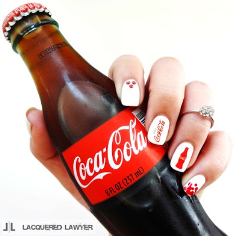 Cheerful DIY Coca Cola Nail Art For Summer