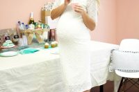 02 all-white lace maternity dress for a baby shower