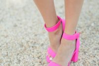 02 bold fuchsia block heel sandals