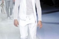 06 casual white pants, top and jacket