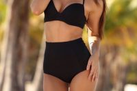 07 black bikini with a bra top and a high-waisted bottom