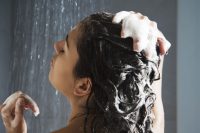 07 washing hair with a high SPF shampoo
