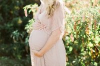16 maxi blush dress for a baby shower look
