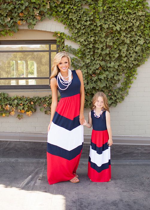 navy, red and white chevron maxi dresses