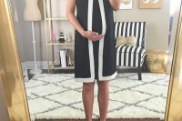 17 neck bow tie black and white maternity dress