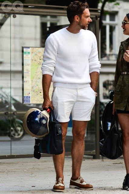 shorts, sweater and white watches