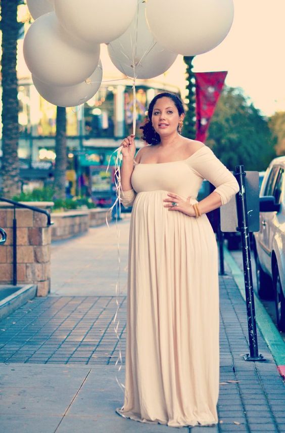 off the shoulders baby shower maxi dress