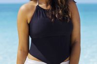 20 color block one-piece swimsuit for a curvy body shape