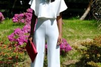 70’s styled look with flare high waist trousers