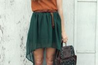 Airy high low skirt, shirt and flats