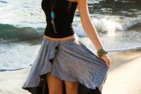 Beach look with top and unique high low skirt