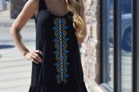 Embroidery drop waist dress