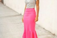 Eye-catching pink trumpet skirt