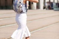 Flirty white trumpet skirt with top
