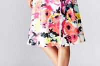 Floral watercolor skirt with heels