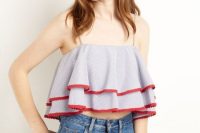 Funny off the shoulder crop top with ruffles