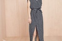 Look with striped maxi wrap dress