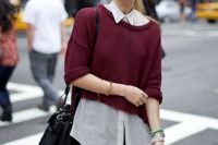 Look with sweater over the sheer shirt