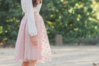 Look with tulle polka dot skirt