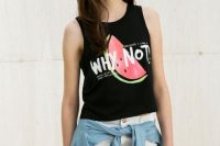 Look with watermelon print t-shirt and shorts