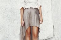 Pleated waterfall skirt and platform sandals