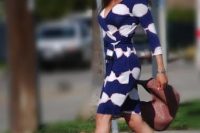 Printed wrap dress outfit