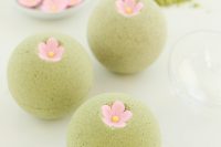 DIY sakura green tea bath bombs