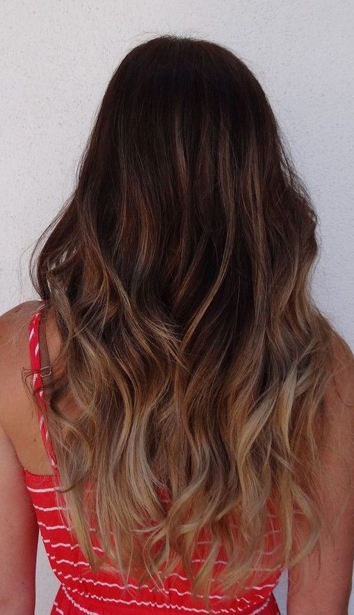 ombre brown to caramel wavy hair
