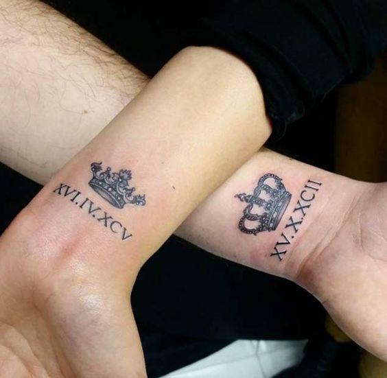 crown and date wrist tattoos